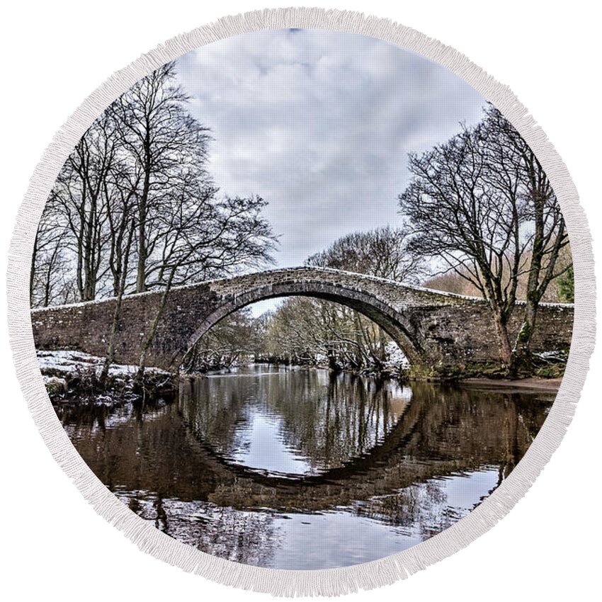 Uk Round Beach Towel featuring the photograph Ivelet Bridge, Swaledale #1 by Tom Holmes Photography