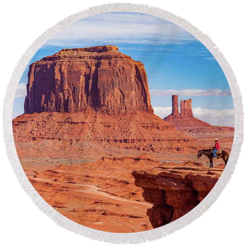 Monument Valley Round Beach Towel featuring the photograph John Ford Point Monument Valley #2 by Brian Jannsen