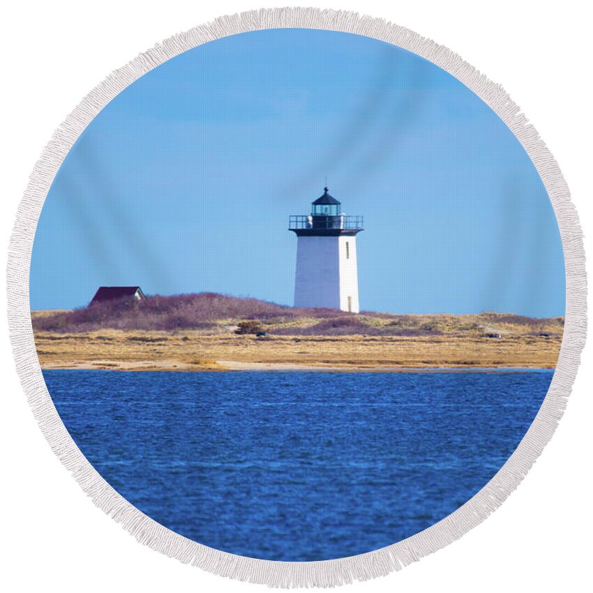 Long Point Light Round Beach Towel featuring the photograph Long Point Lighthouse #1 by Amazing Jules