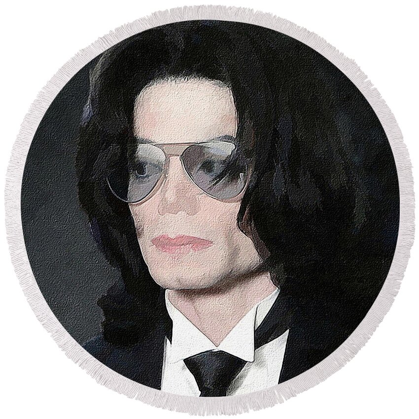 Michael Jackson Round Beach Towel featuring the digital art Michael Jackson #1 by Jerzy Czyz