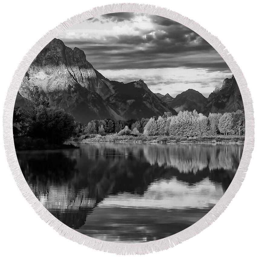 Mount Moran Round Beach Towel featuring the photograph Morning Light 4 by Bob Phillips