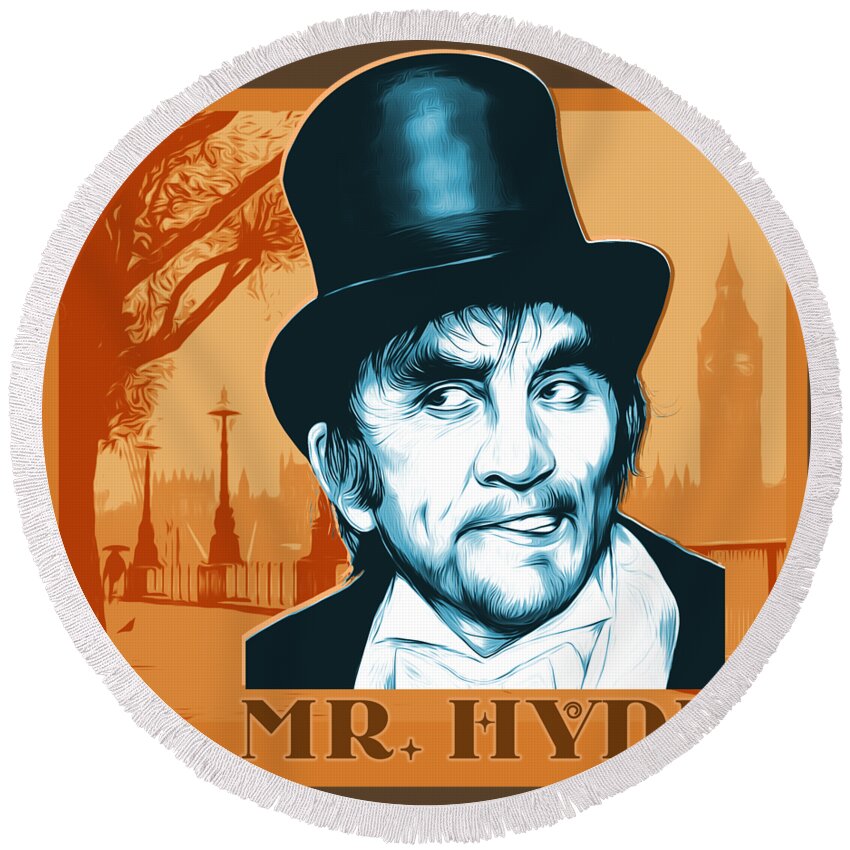 Dr Jekyll Round Beach Towel featuring the digital art Mr Hyde #1 by Greg Joens