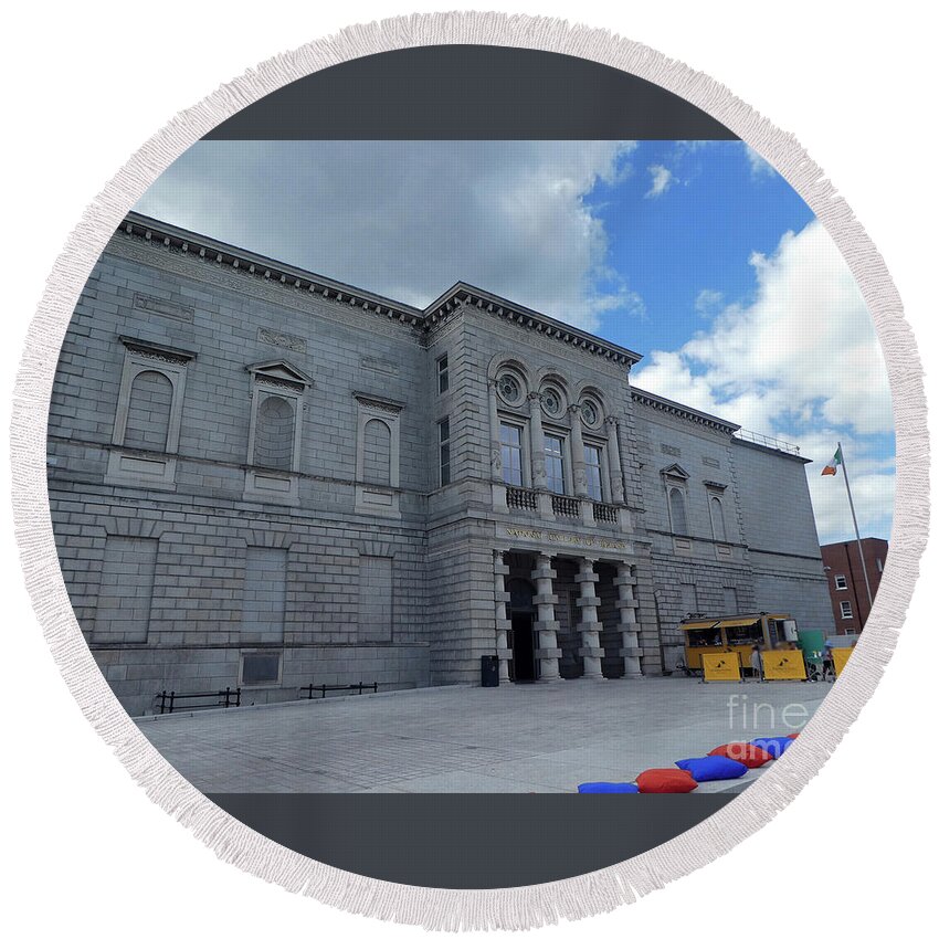 National Gallery Round Beach Towel featuring the photograph National Gallery of Ireland by Cindy Murphy