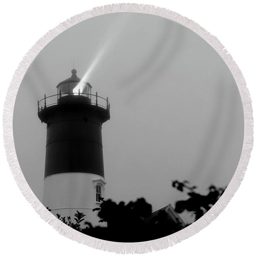 Nauset Round Beach Towel featuring the photograph Nauset Lighthouse #1 by Doolittle Photography and Art