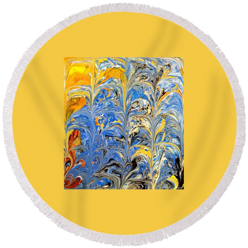  Round Beach Towel featuring the painting New Growth #1 by Rein Nomm