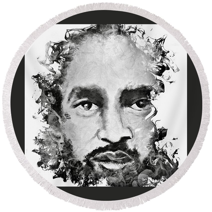  Round Beach Towel featuring the mixed media Nipsey by Angie ONeal