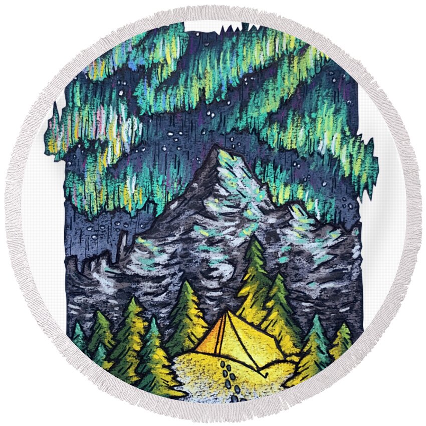  Round Beach Towel featuring the pastel Northern Lights #1 by Patrick Kochanasz