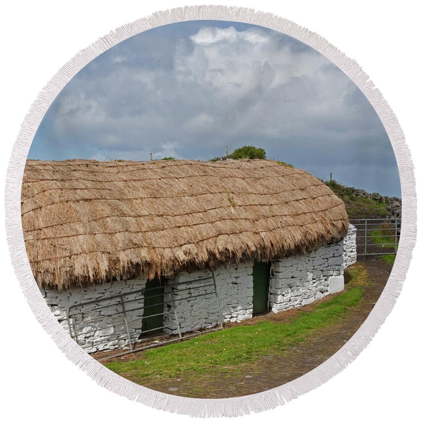 Ireland Round Beach Towel featuring the photograph Old Barn #1 by Cindy Murphy