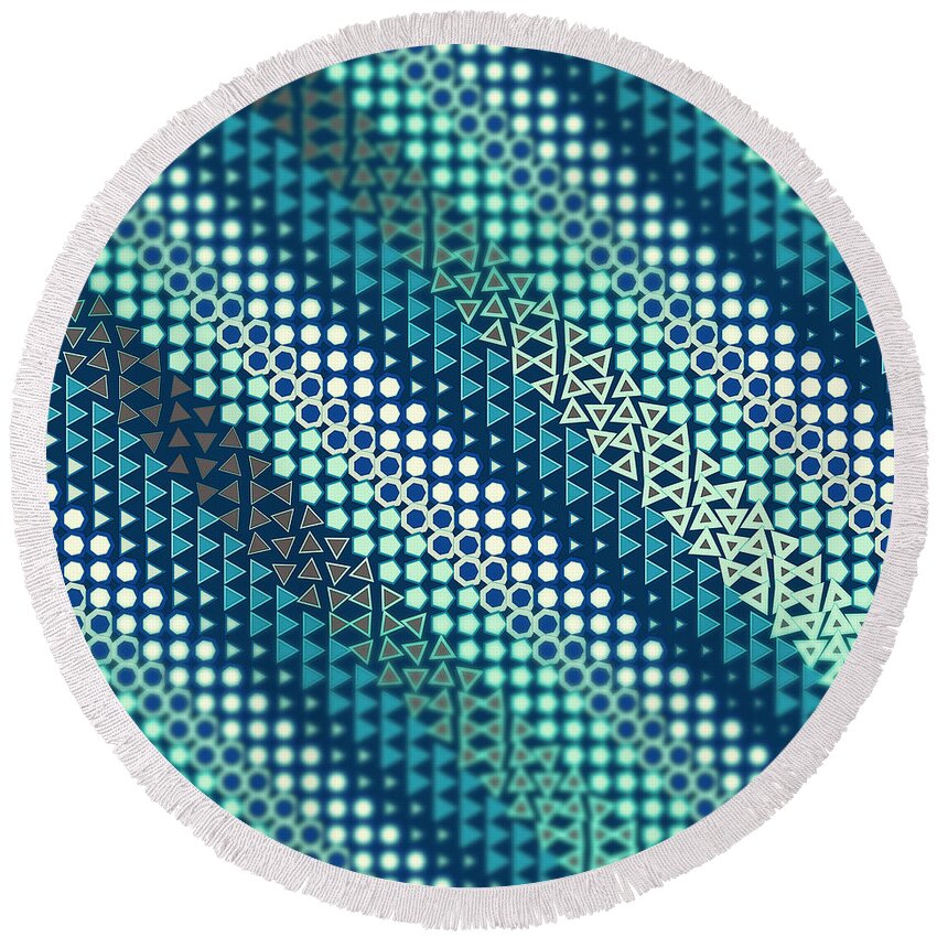 Abstract Round Beach Towel featuring the digital art Pattern 1 by Marko Sabotin
