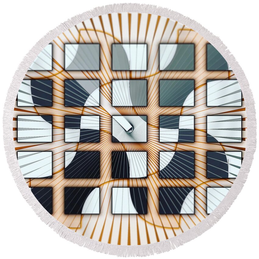 Abstract Round Beach Towel featuring the digital art Pattern 21 by Marko Sabotin