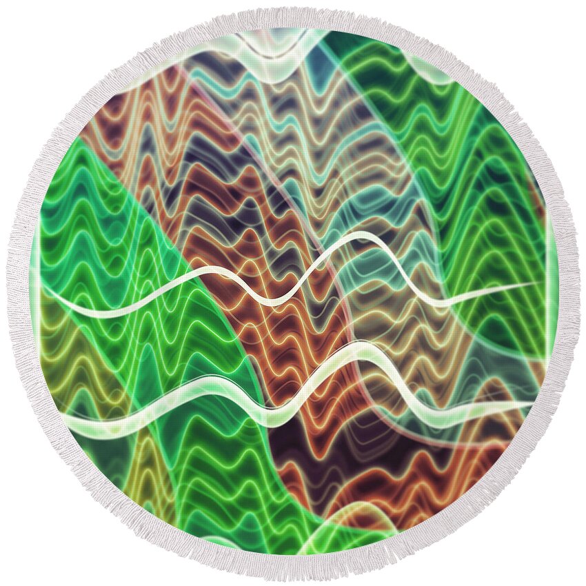 Abstract Round Beach Towel featuring the digital art Pattern 27 by Marko Sabotin