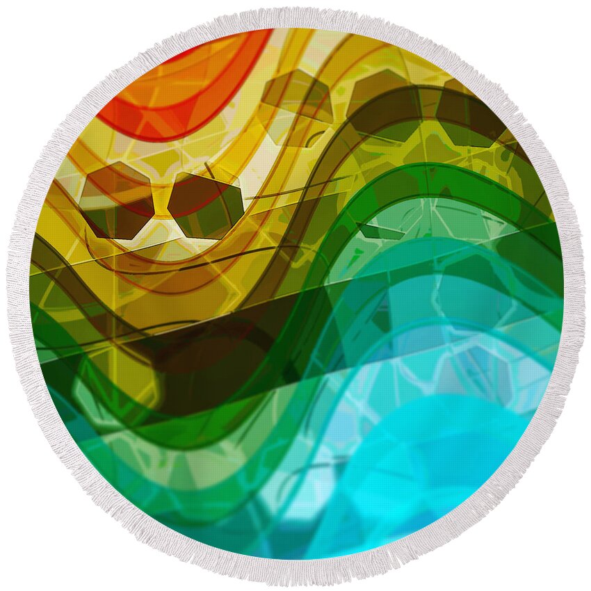 Abstract Round Beach Towel featuring the digital art Pattern 29 by Marko Sabotin