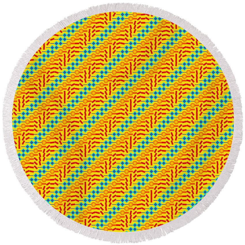 Abstract Round Beach Towel featuring the digital art Pattern 3 #1 by Marko Sabotin