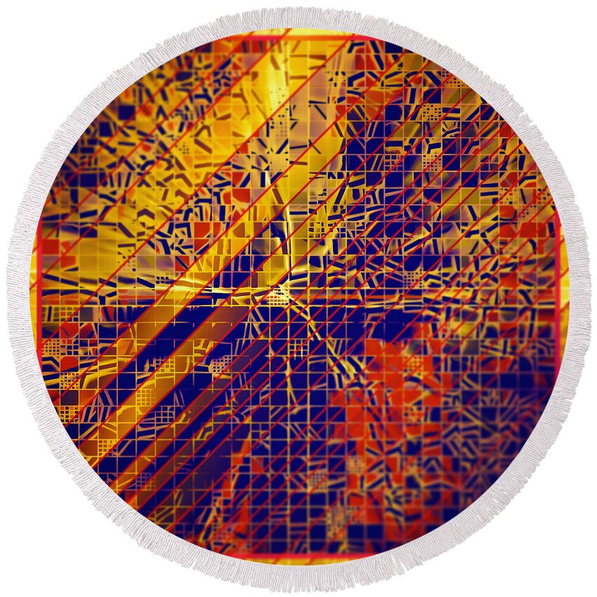 Abstract Round Beach Towel featuring the digital art Pattern 36 #1 by Marko Sabotin