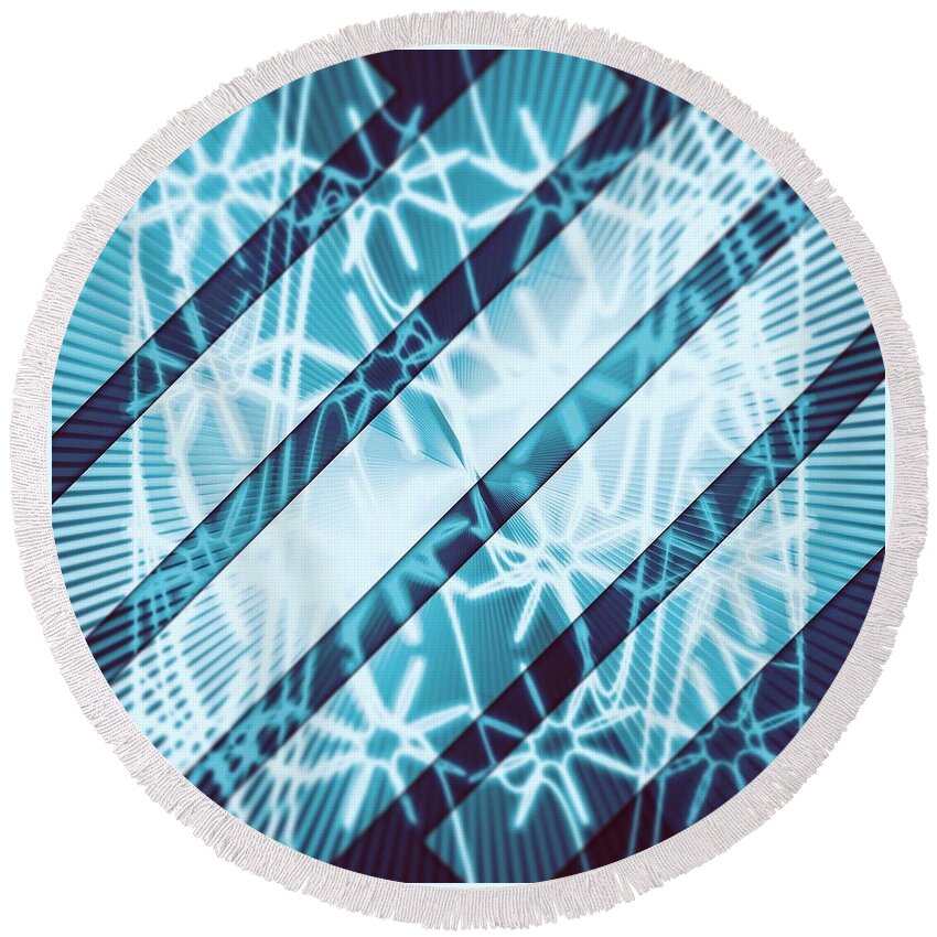Abstract Round Beach Towel featuring the digital art Pattern 46 by Marko Sabotin