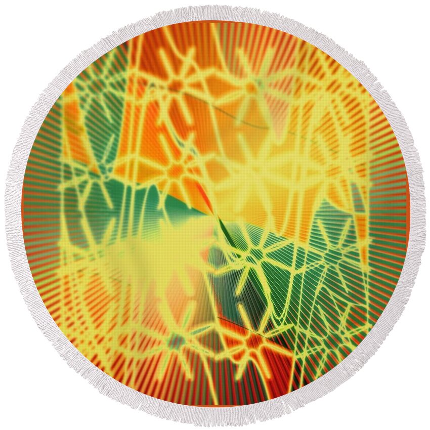 Abstract Round Beach Towel featuring the digital art Pattern 50 #1 by Marko Sabotin