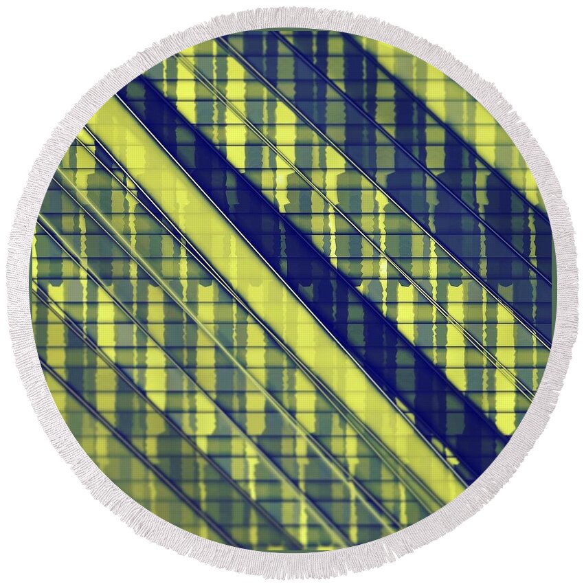 Abstract Round Beach Towel featuring the digital art Pattern 52 by Marko Sabotin
