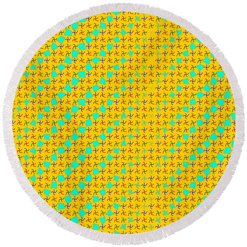 Abstract Round Beach Towel featuring the digital art Pattern 8 by Marko Sabotin