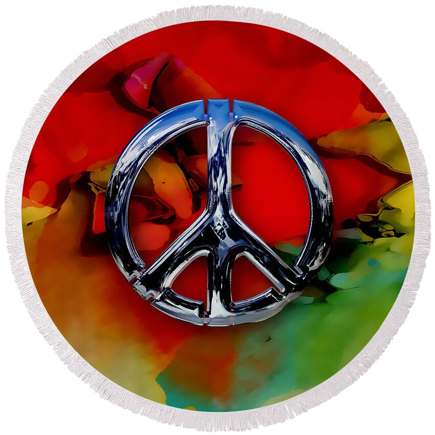 Peace Round Beach Towel featuring the mixed media Peace #1 by Marvin Blaine