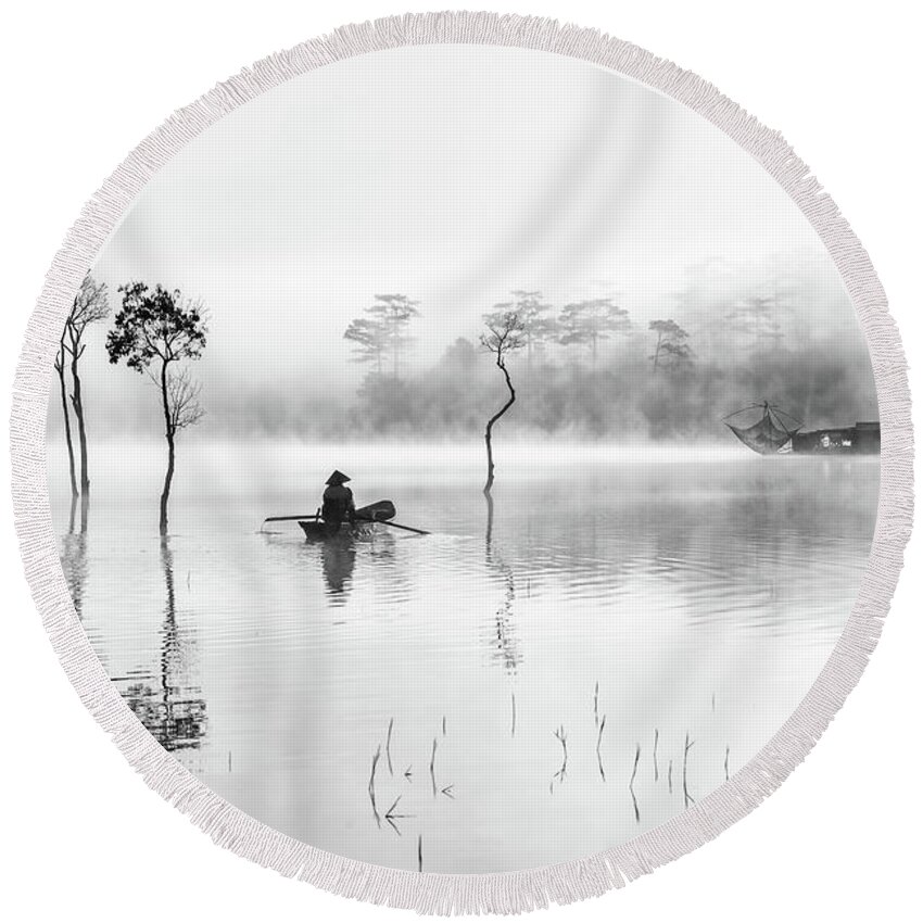 Awesome Round Beach Towel featuring the photograph Peaceful #2 by Khanh Bui Phu