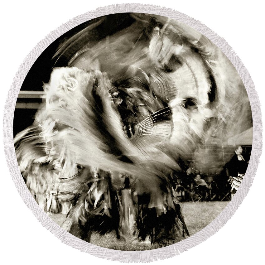 Fancy Dancer Round Beach Towel featuring the photograph Pow Wow Dancer by Cynthia Dickinson