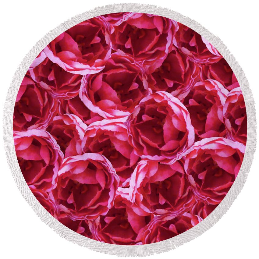 Still Life Round Beach Towel featuring the painting Roses Are Beautiful by Sharon Williams Eng