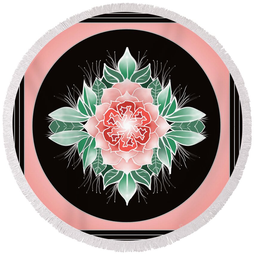 Flower Round Beach Towel featuring the digital art Single Abstract Flower by Suzanne Schaefer