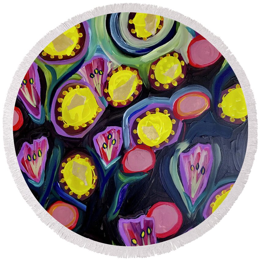 Spring Round Beach Towel featuring the mixed media Spring #2 by Catherine Gruetzke-Blais