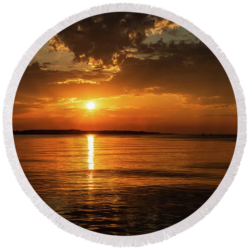 Landscape Round Beach Towel featuring the photograph Sunrise over the York by Lara Morrison