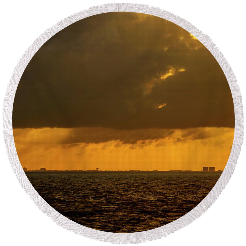 Skies Round Beach Towel featuring the photograph Sunset 1 #1 by AE Jones