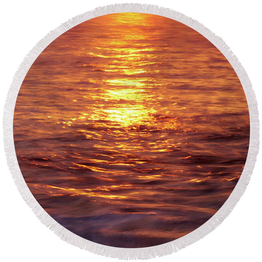 Sunset Round Beach Towel featuring the photograph Sunset Shimmer #1 by Christopher Johnson