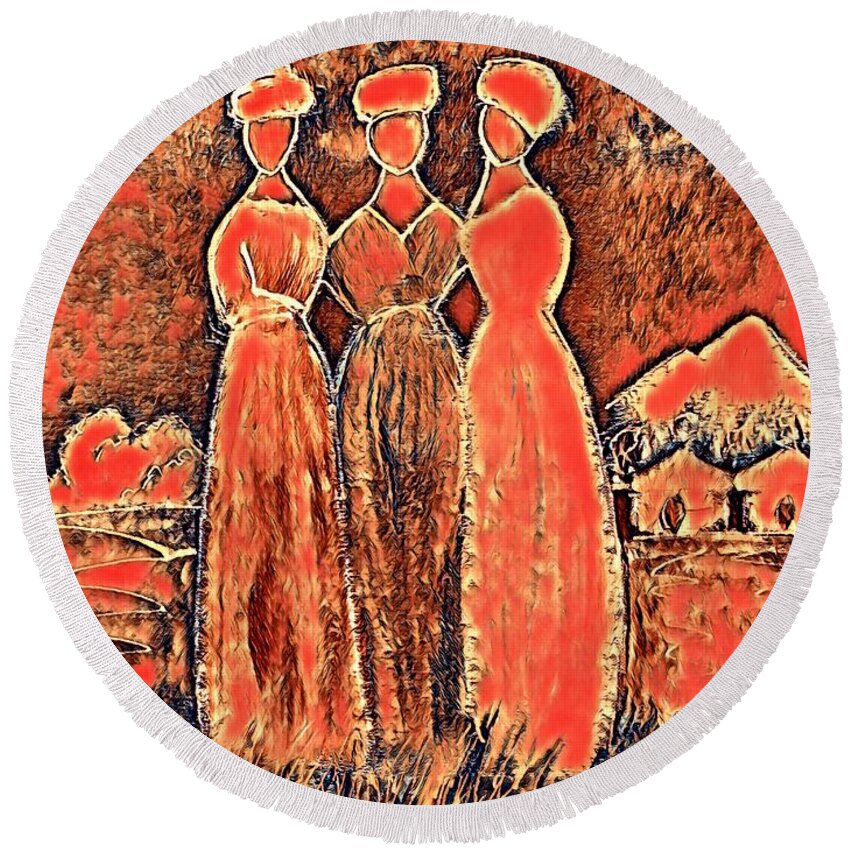 Sisters Round Beach Towel featuring the digital art Three Sisters #2 by Martine Murphy