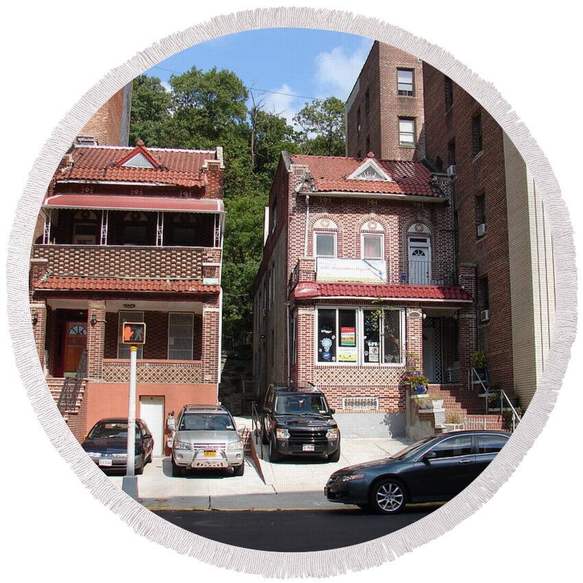 Inwood Round Beach Towel featuring the photograph Twin Houses #1 by Cole Thompson