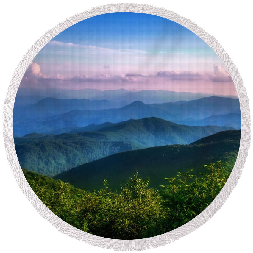 Blue Ridge Round Beach Towel featuring the photograph Scenic View of Blue Ridge Mountains by Shelia Hunt