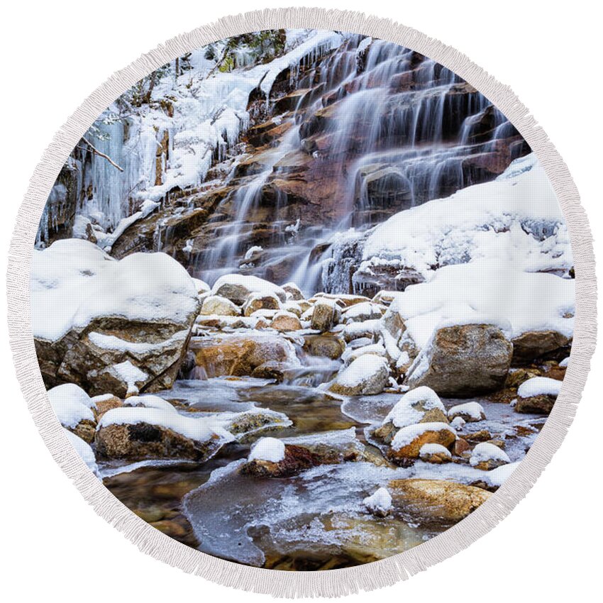 White Mountain National Forest Round Beach Towel featuring the photograph Winter Cloudland #1 by Jeff Sinon