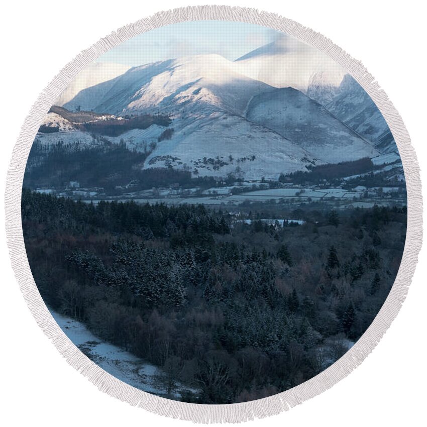 Photographer Round Beach Towel featuring the photograph Winter Mountains, Cumbria by Perry Rodriguez