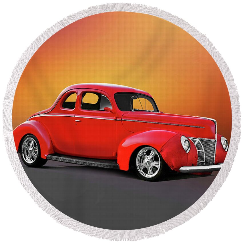 1940 Ford Coupe Round Beach Towel featuring the photograph 1940 Ford Deluxe Coupe #10 by Dave Koontz
