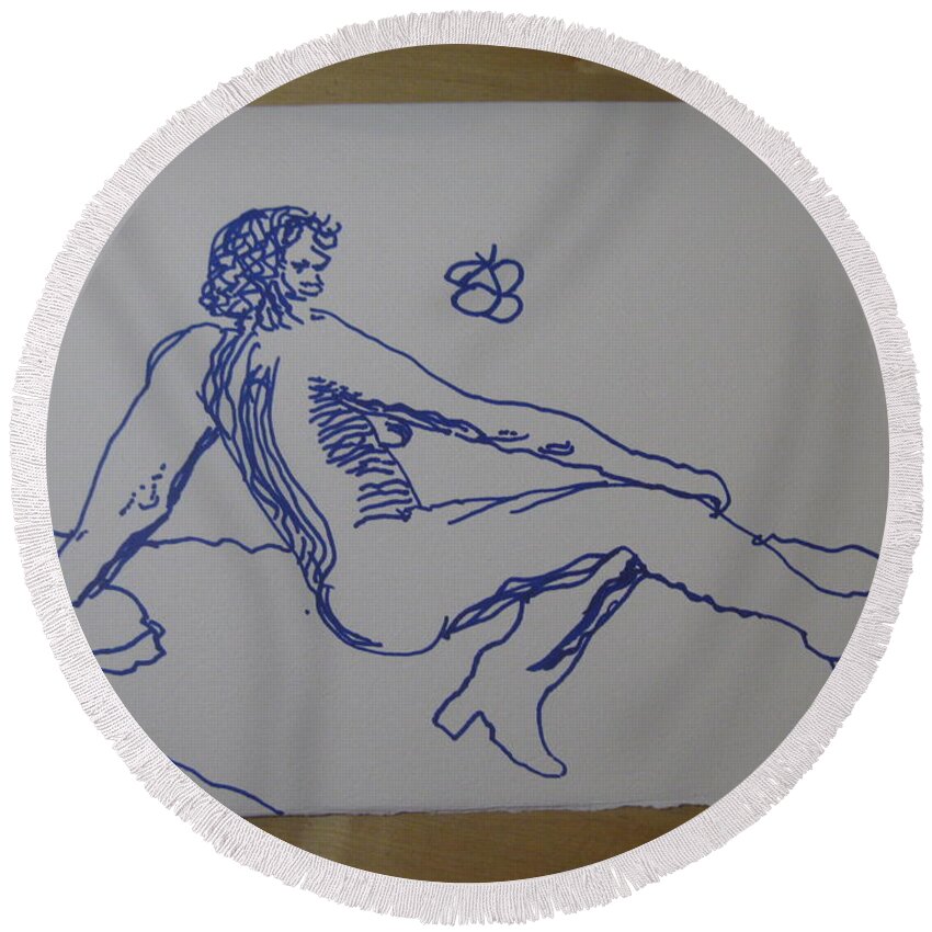  Round Beach Towel featuring the drawing 102-1154 by AJ Brown