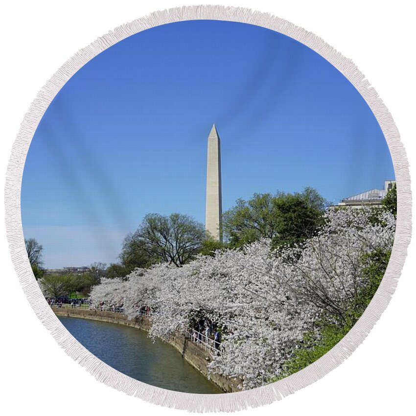  Round Beach Towel featuring the photograph Cherry Blossoms Washington DC #11 by Annamaria Frost