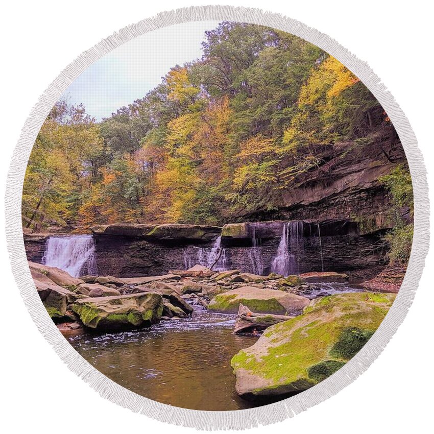  Round Beach Towel featuring the photograph Great Falls by Brad Nellis