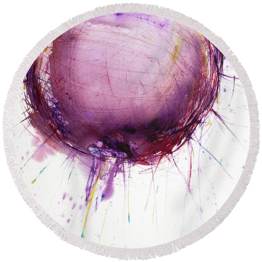  Round Beach Towel featuring the painting 'Web Xoven' by Petra Rau