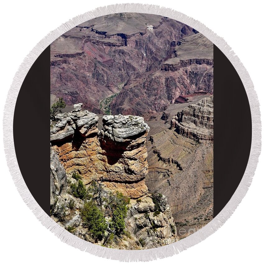 The Grand Canyon Round Beach Towel featuring the digital art The Grand Canyon #11 by Tammy Keyes