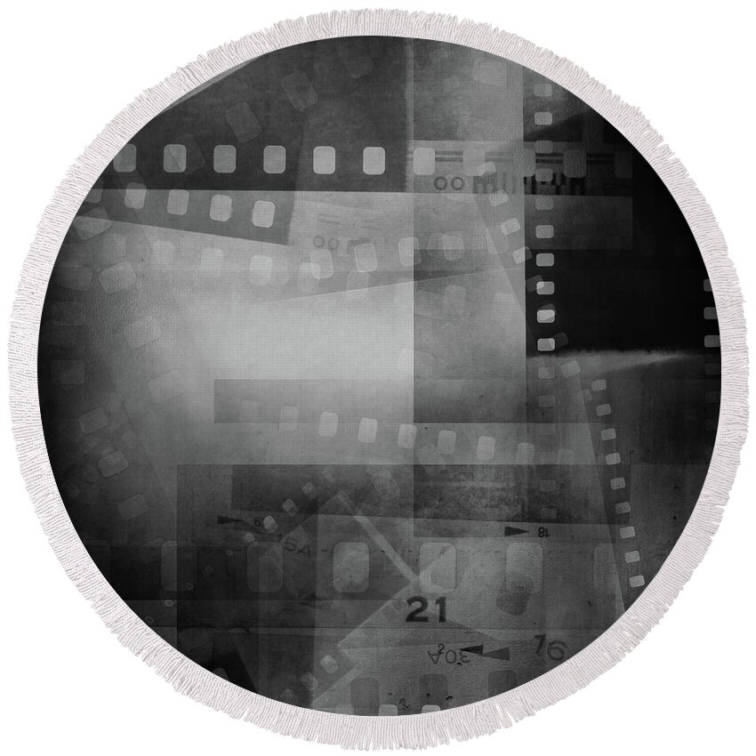Film Frames Round Beach Towel featuring the photograph Film frames #12 by Les Cunliffe