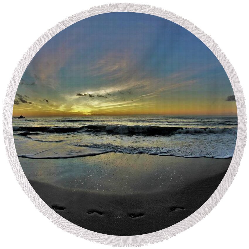  Round Beach Towel featuring the photograph Naples Sunset #13 by Donn Ingemie