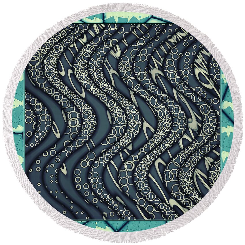 Blue Round Beach Towel featuring the digital art 16.06.2023 - 03 #16062023 by Marko Sabotin
