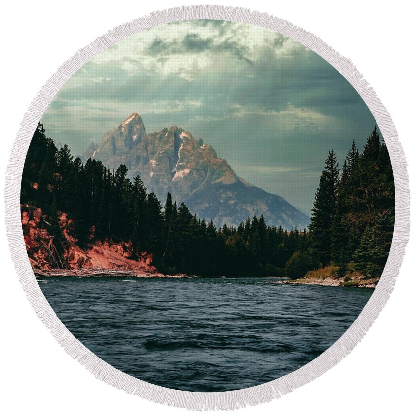 Grand Round Beach Towel featuring the photograph Grand Teton National Park #17 by Brian Venghous