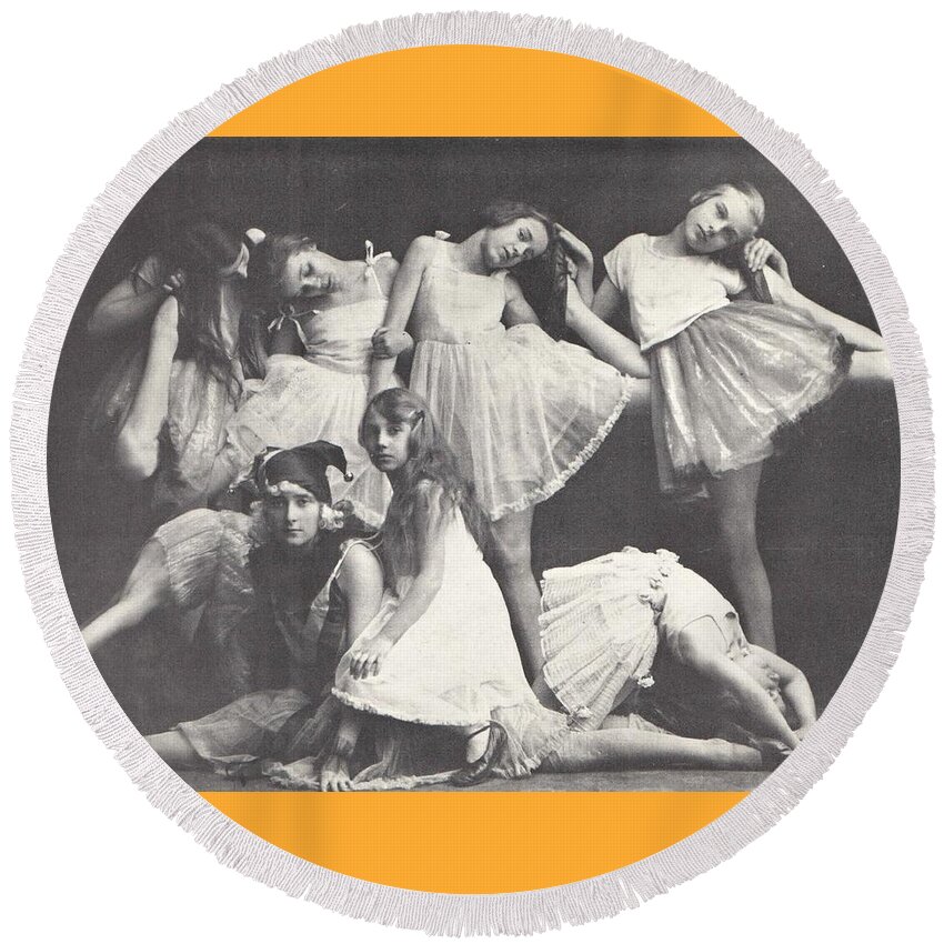 Ballerina Round Beach Towel featuring the photograph 1925 Dance Class, Berlin, Antique Photograph by Thomas Dans