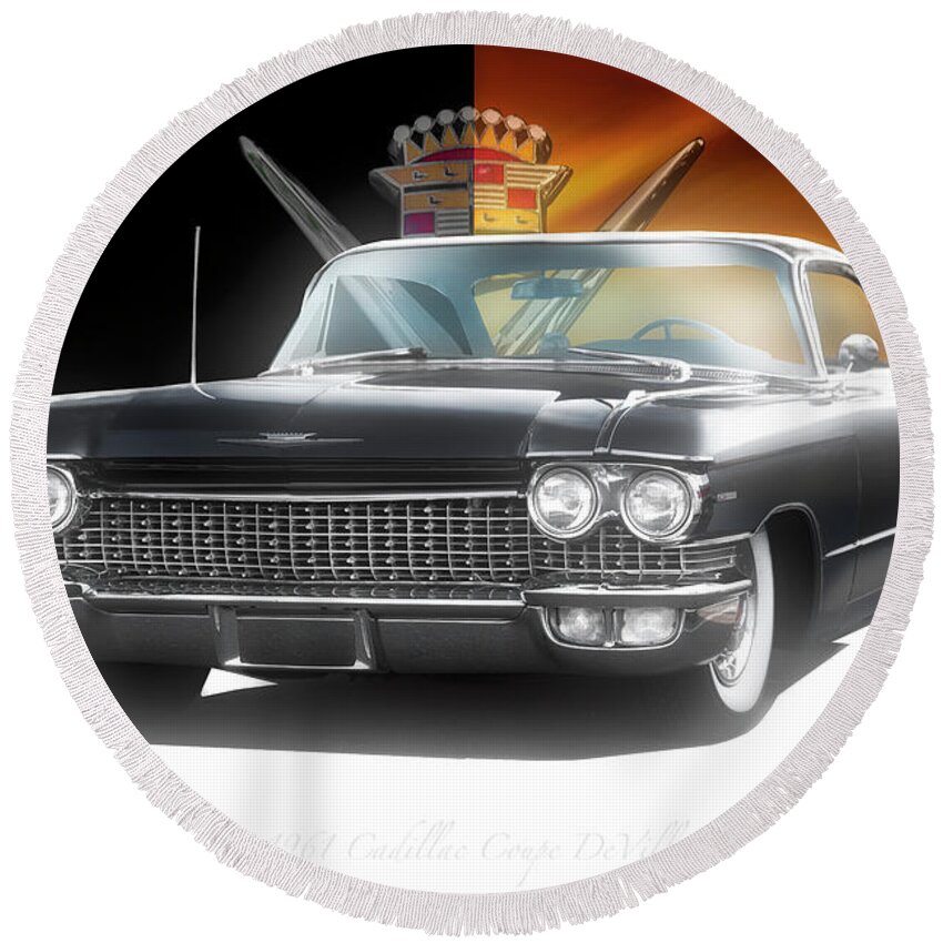 1961 Cadillac Coupe Deville Round Beach Towel featuring the photograph 1961 Cadillac Coupe DeVille by Dave Koontz