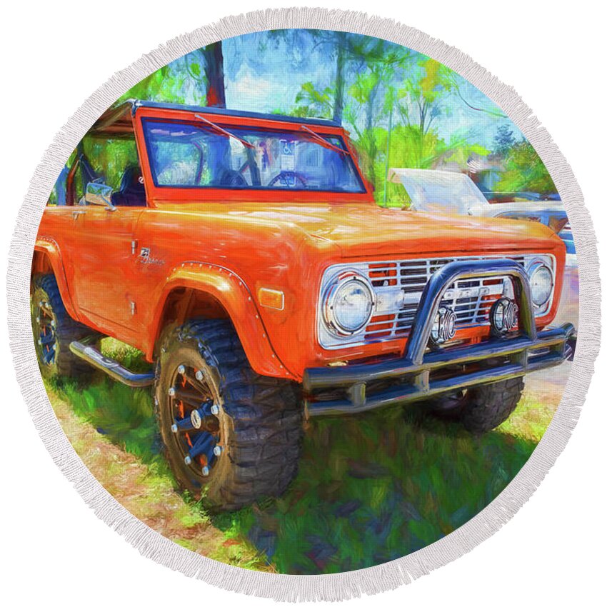 1976 Ford Bronco.1976 Bronco Round Beach Towel featuring the photograph 1976 Ford Bronco X105 by Rich Franco
