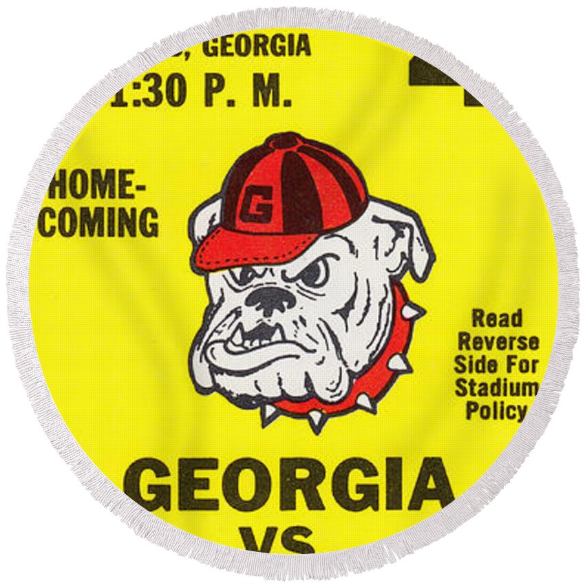 Georgia Round Beach Towel featuring the mixed media 1976 Georgia vs. Vanderbilt by Row One Brand